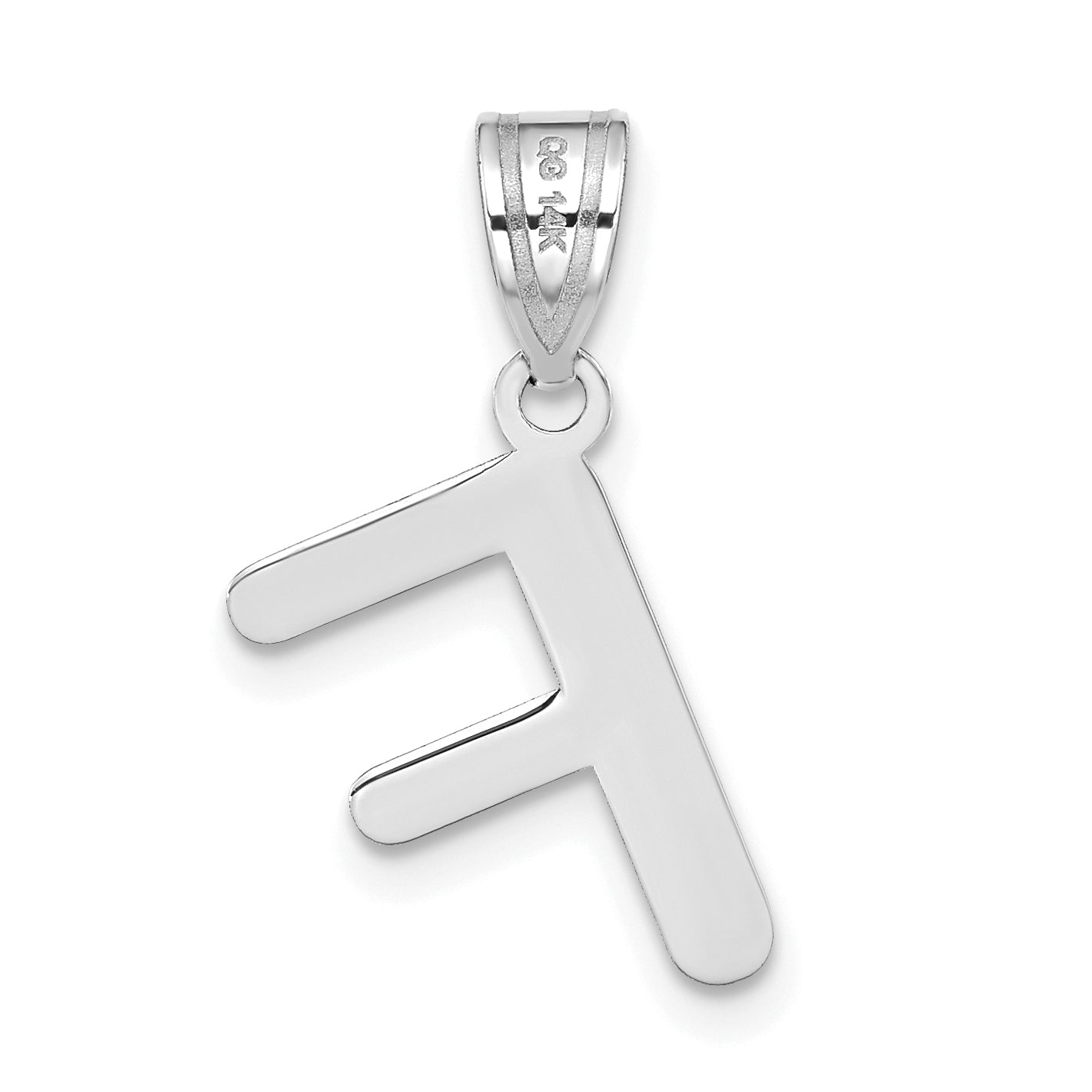 14k White Gold 14kw Polished Bubble Letter F Initial Pendant