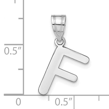 14k White Gold 14kw Polished Bubble Letter F Initial Pendant