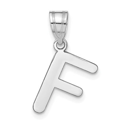 14k White Gold 14kw Polished Bubble Letter F Initial Pendant