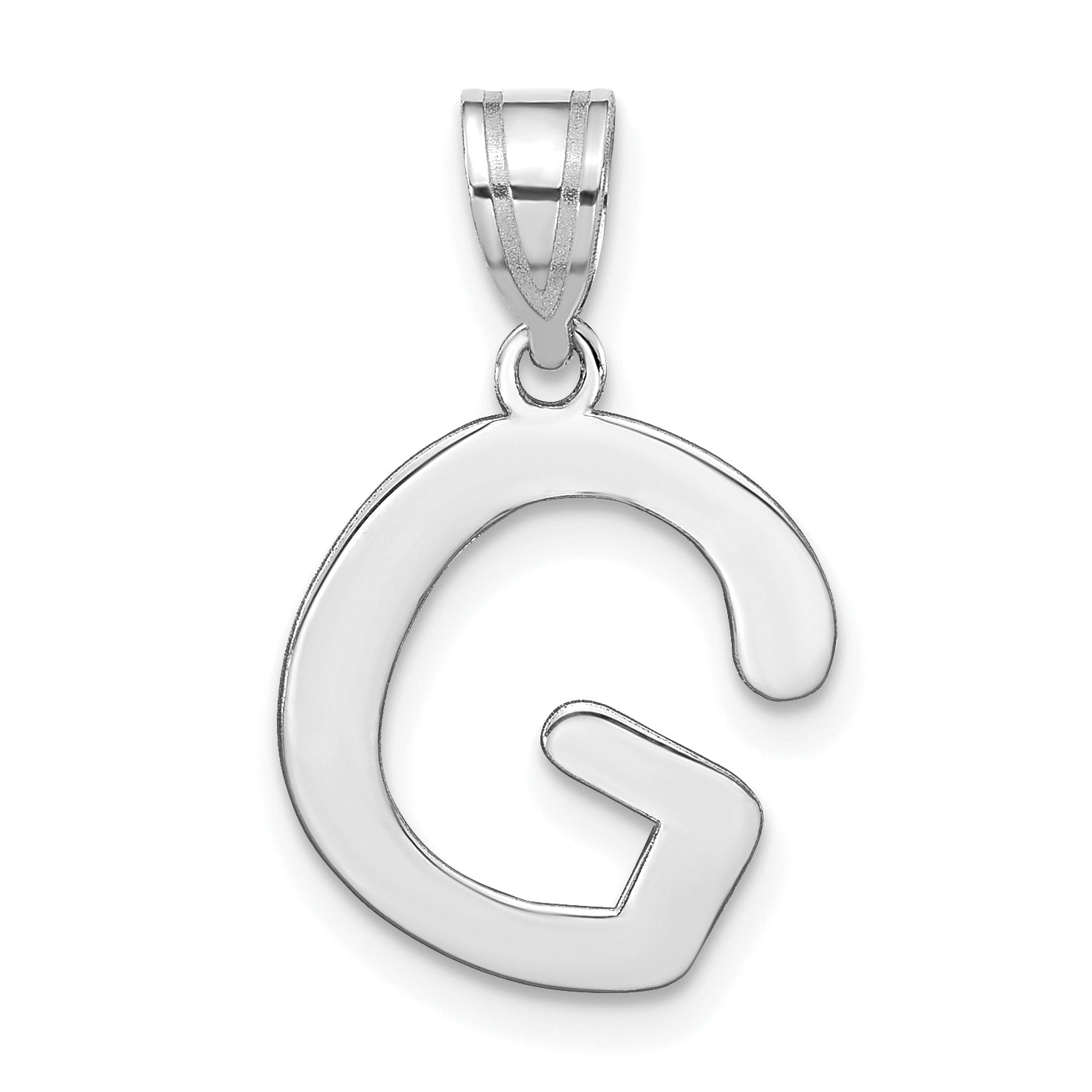 14k White Gold 14kw Polished Bubble Letter G Initial Pendant