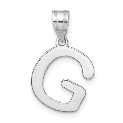 14k White Gold 14kw Polished Bubble Letter G Initial Pendant