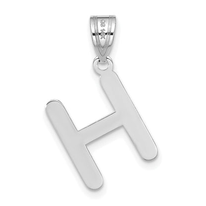 14k White Gold 14kw Polished Bubble Letter H Initial Pendant