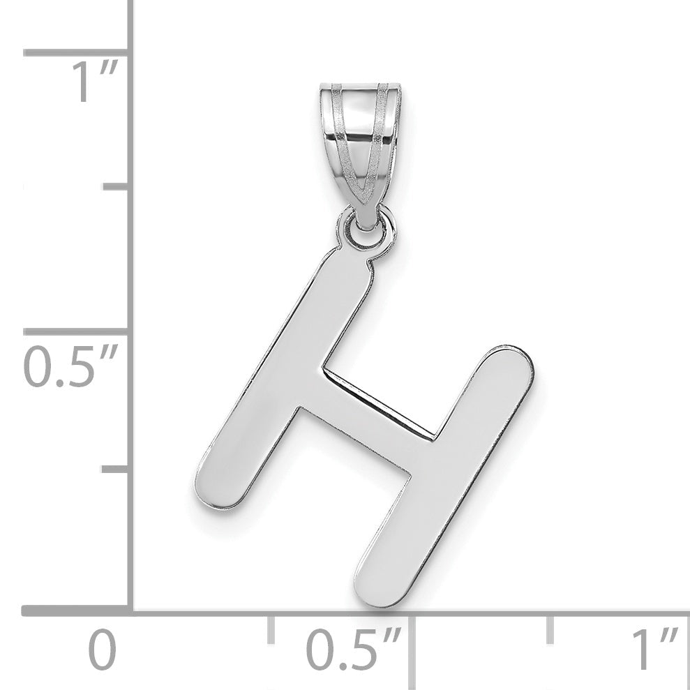 14k White Gold 14kw Polished Bubble Letter H Initial Pendant