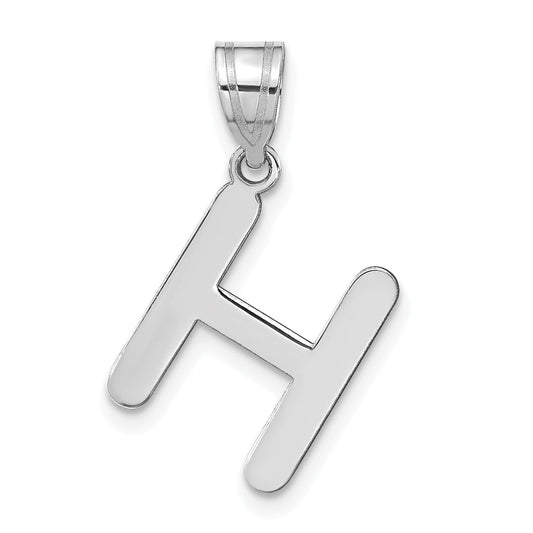 14k White Gold 14kw Polished Bubble Letter H Initial Pendant