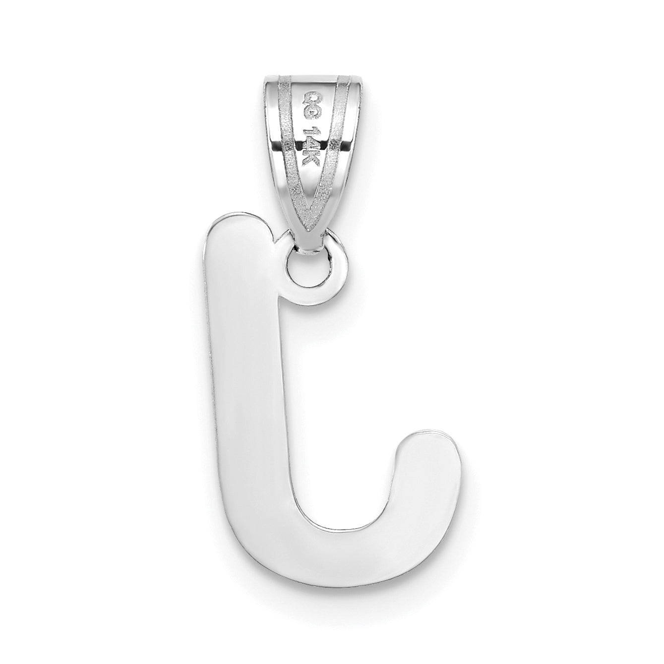14k White Gold 14kw Polished Bubble Letter J Initial Pendant