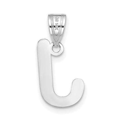 14k White Gold 14kw Polished Bubble Letter J Initial Pendant