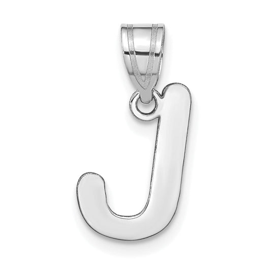 14k White Gold 14kw Polished Bubble Letter J Initial Pendant