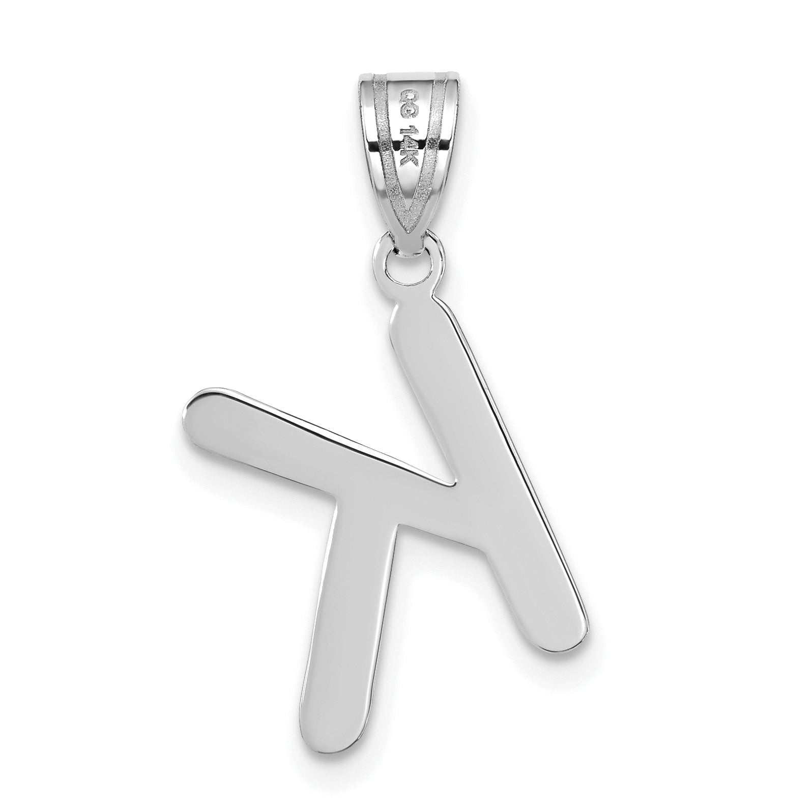 14k White Gold 14kw Polished Bubble Letter K Initial Pendant