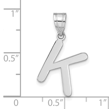 14k White Gold 14kw Polished Bubble Letter K Initial Pendant