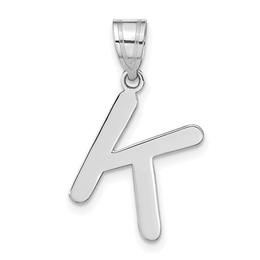 14k White Gold 14kw Polished Bubble Letter K Initial Pendant