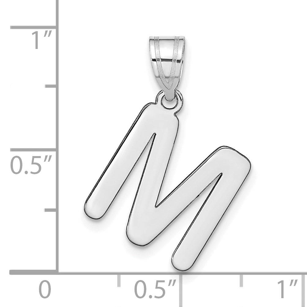 14k White Gold 14kw Polished Bubble Letter M Initial Pendant