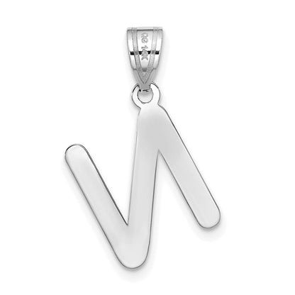 14k White Gold 14kw Polished Bubble Letter N Initial Pendant