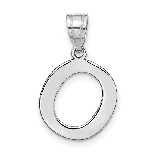 14k White Gold 14kw Polished Bubble Letter O Initial Pendant