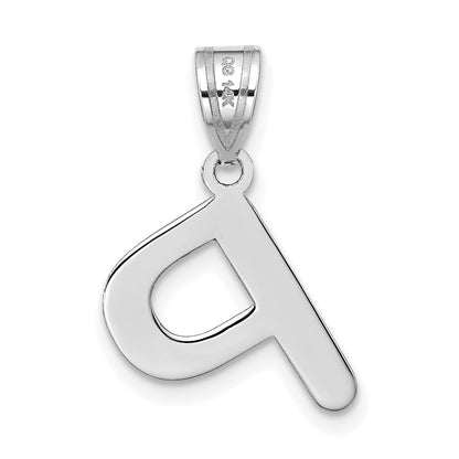 14k White Gold 14kw Polished Bubble Letter P Initial Pendant