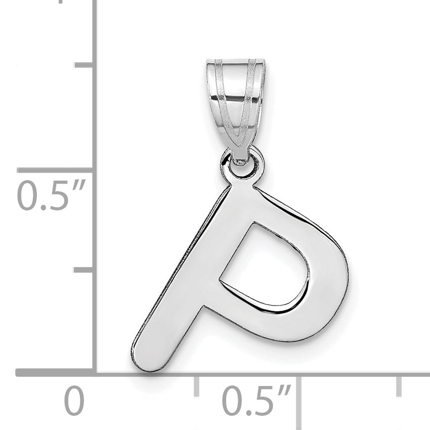 14k White Gold 14kw Polished Bubble Letter P Initial Pendant