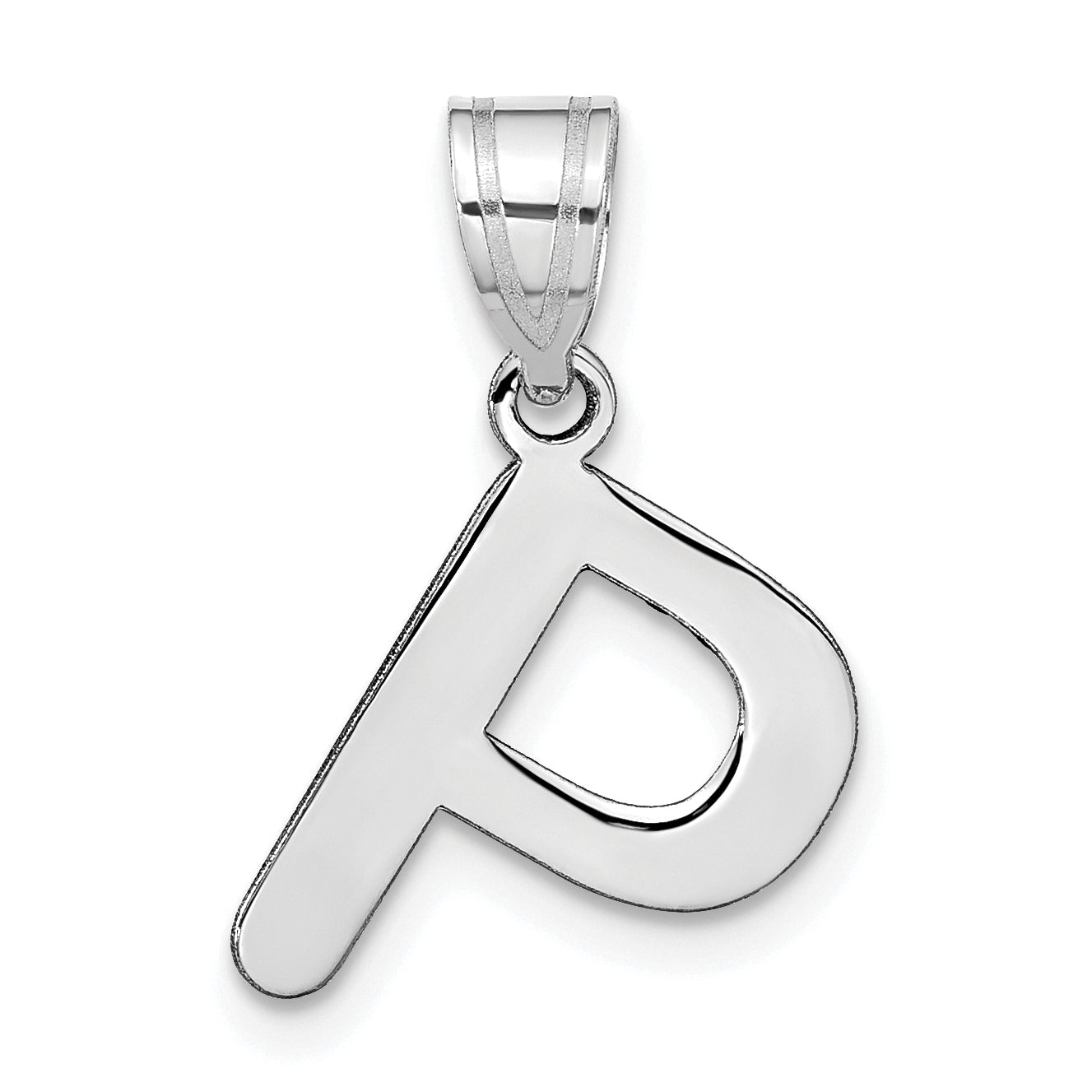 14k White Gold 14kw Polished Bubble Letter P Initial Pendant