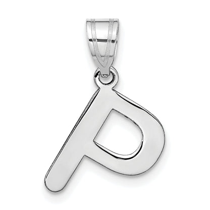14k White Gold 14kw Polished Bubble Letter P Initial Pendant