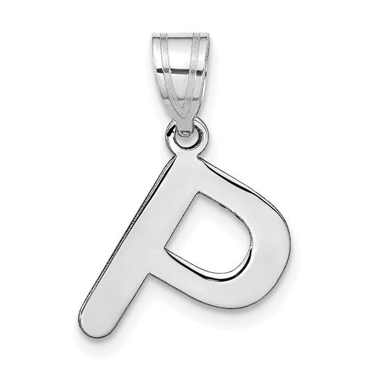 14k White Gold 14kw Polished Bubble Letter P Initial Pendant