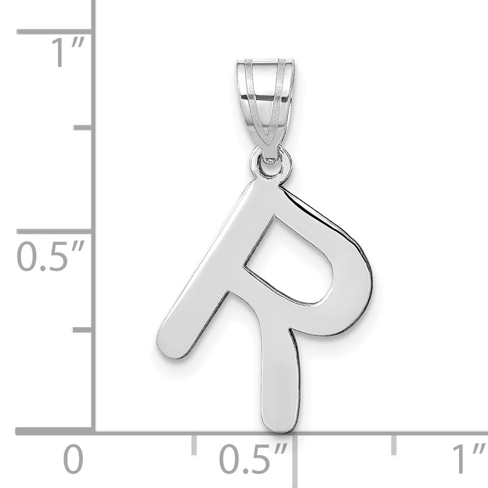 14k White Gold 14kw Polished Bubble Letter R Initial Pendant