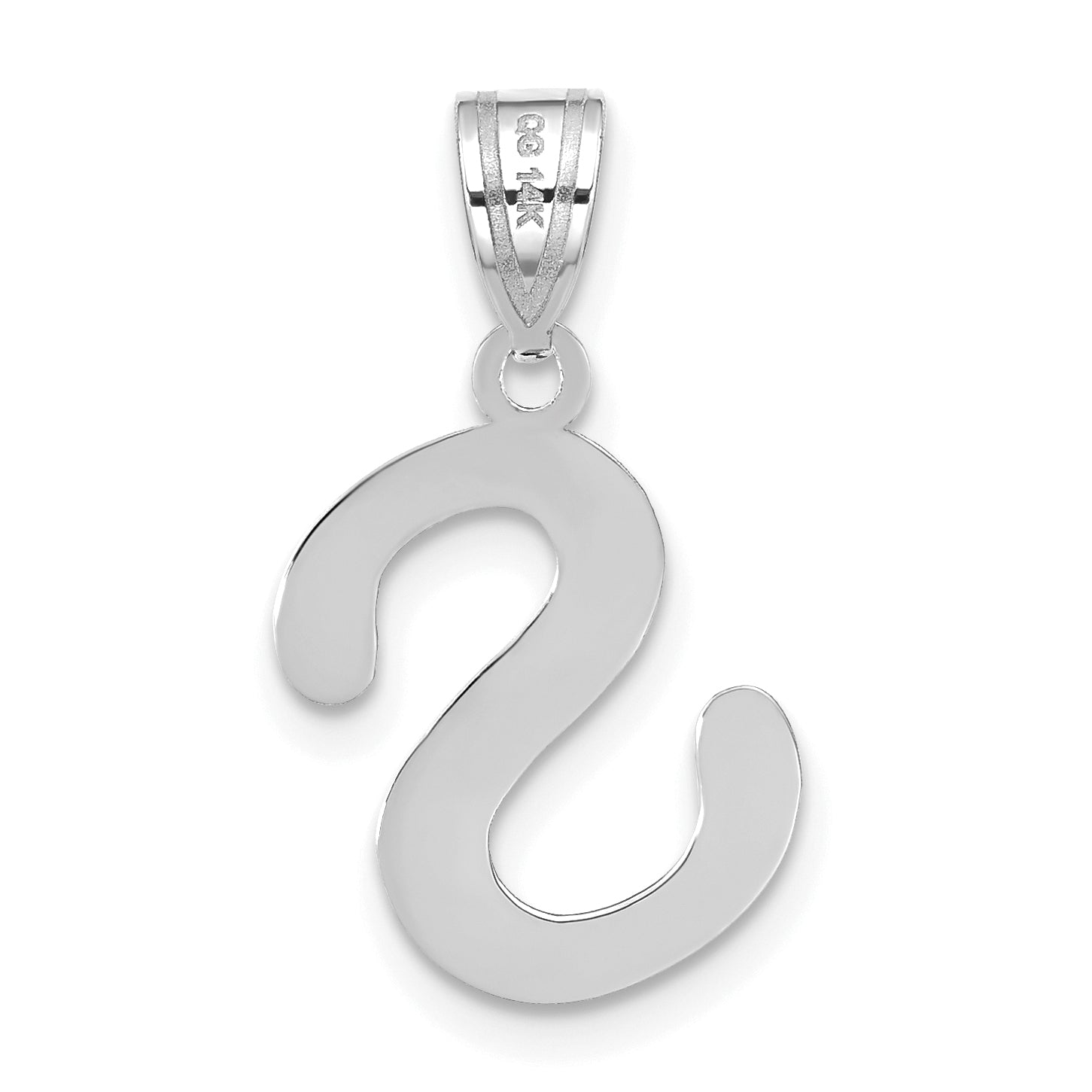 14k White Gold 14kw Polished Bubble Letter S Initial Pendant
