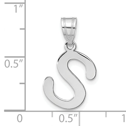 14k White Gold 14kw Polished Bubble Letter S Initial Pendant