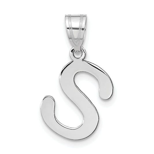 14k White Gold 14kw Polished Bubble Letter S Initial Pendant