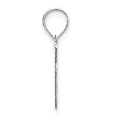 14k White Gold 14kw Polished Bubble Letter V Initial Pendant