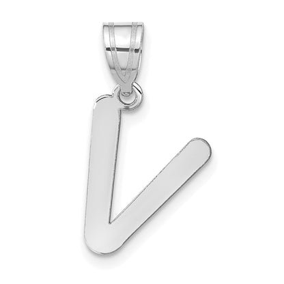 14k White Gold 14kw Polished Bubble Letter V Initial Pendant