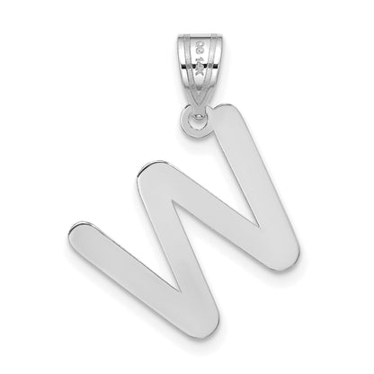 14k White Gold 14kw Polished Bubble Letter W Initial Pendant