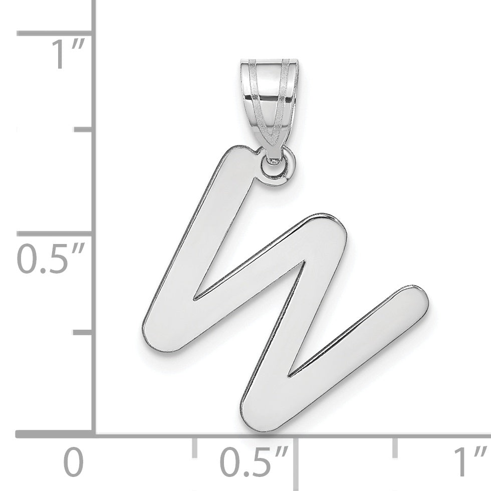 14k White Gold 14kw Polished Bubble Letter W Initial Pendant