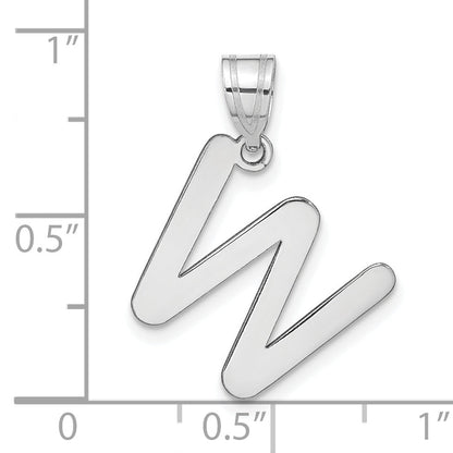 14k White Gold 14kw Polished Bubble Letter W Initial Pendant
