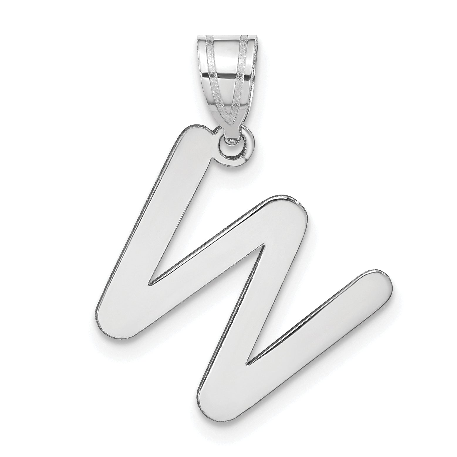 14k White Gold 14kw Polished Bubble Letter W Initial Pendant