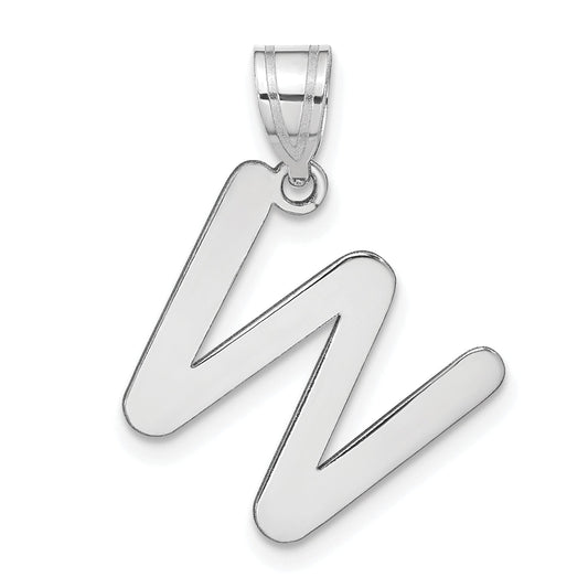 14k White Gold 14kw Polished Bubble Letter W Initial Pendant