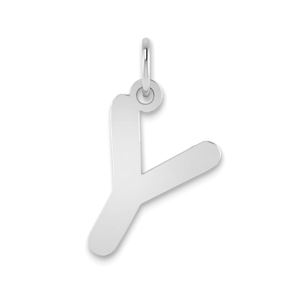14K White Gold 14Kw Polished Bubble Letter Y Initial Pendant