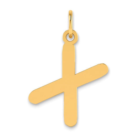14K Yellow Gold Polished Bubble Letter X Initial Pendant