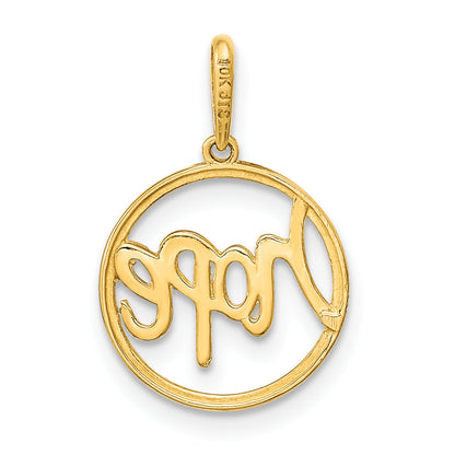 14k Yellow Gold 14K Polished Circle with HOPE Pendant