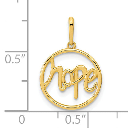 14k Yellow Gold 14K Polished Circle with HOPE Pendant