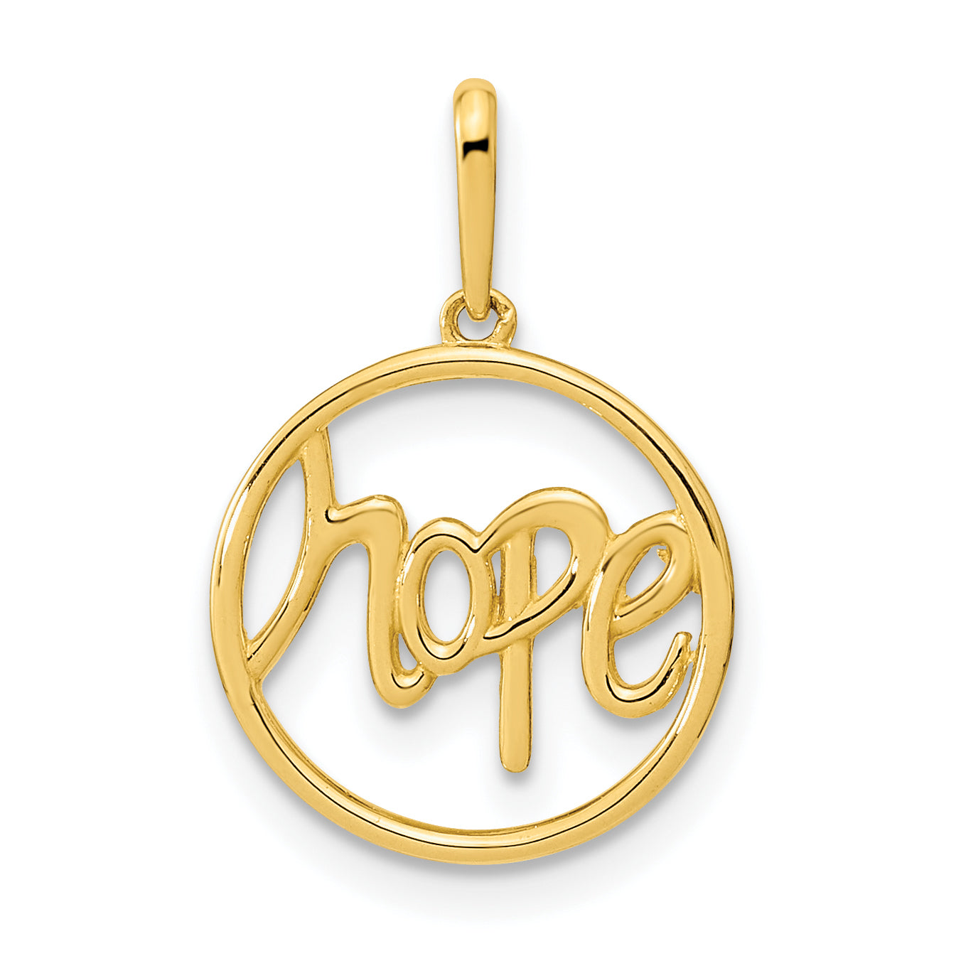 14k Yellow Gold 14K Polished Circle with HOPE Pendant