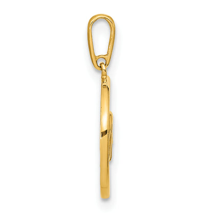 14k Yellow Gold 14K Polished Circle with DREAM Pendant