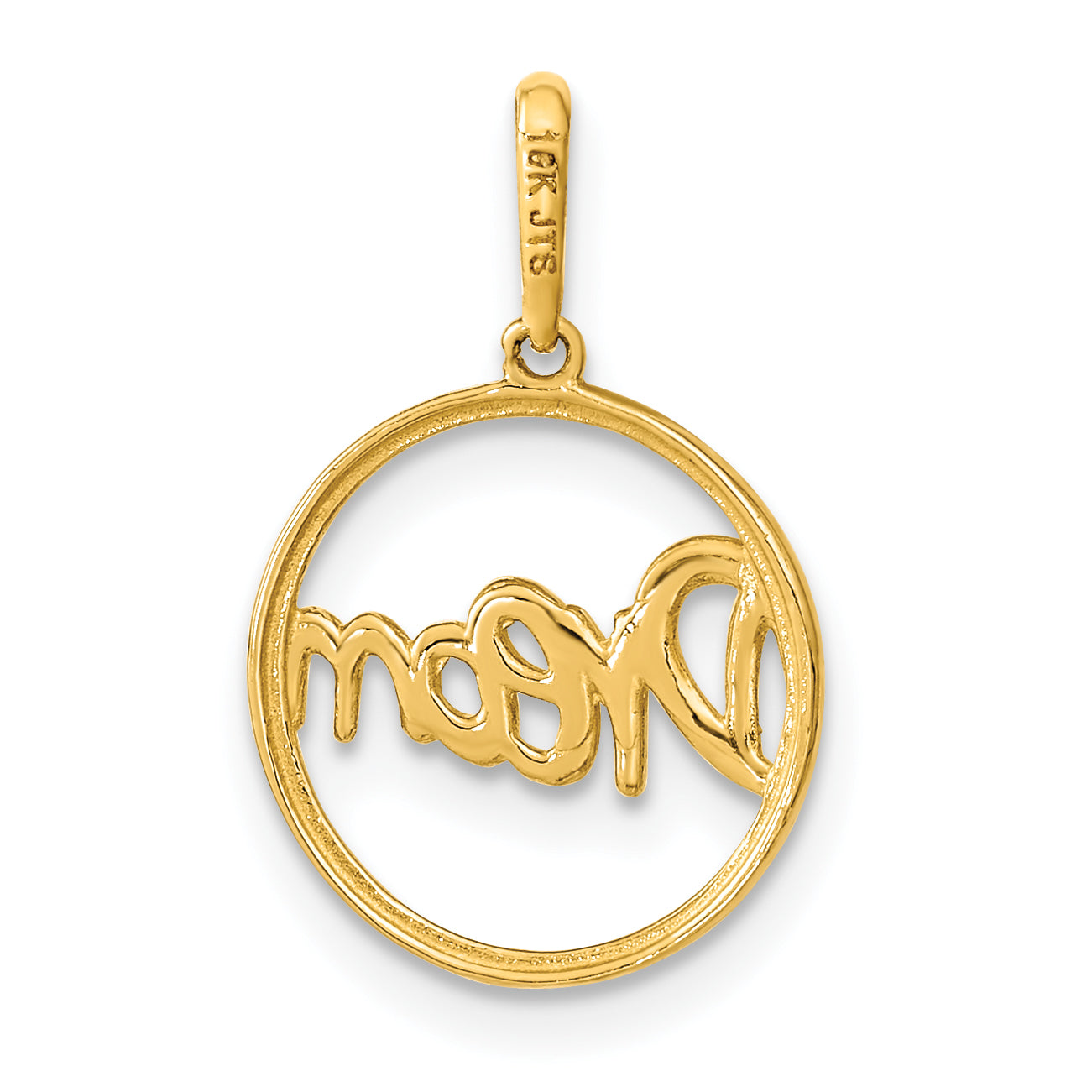 14k Yellow Gold 14K Polished Circle with DREAM Pendant