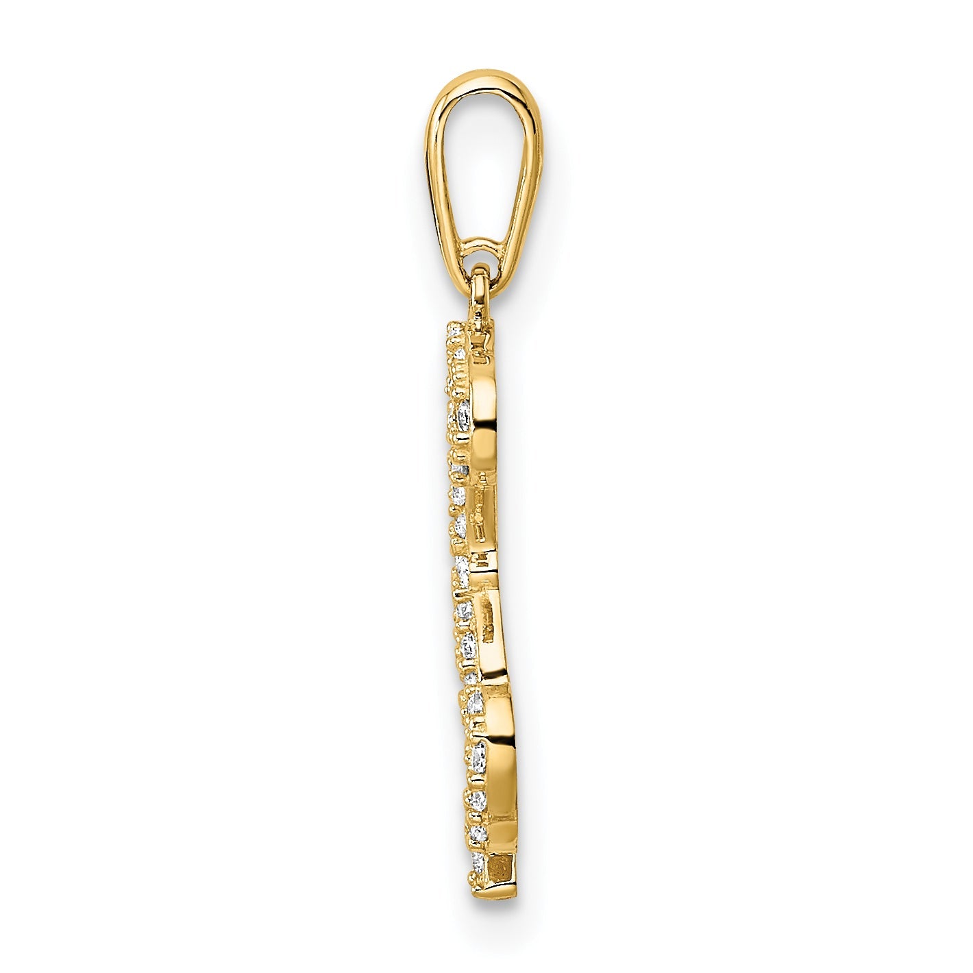 14k Yellow Gold 14K Polished CZ Puppy Sitting Outline Pendant