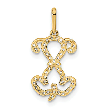 14k Yellow Gold 14K Polished CZ Puppy Sitting Outline Pendant