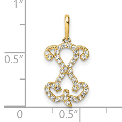 14k Yellow Gold 14K Polished CZ Puppy Sitting Outline Pendant