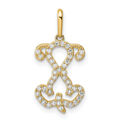 14k Yellow Gold 14K Polished CZ Puppy Sitting Outline Pendant