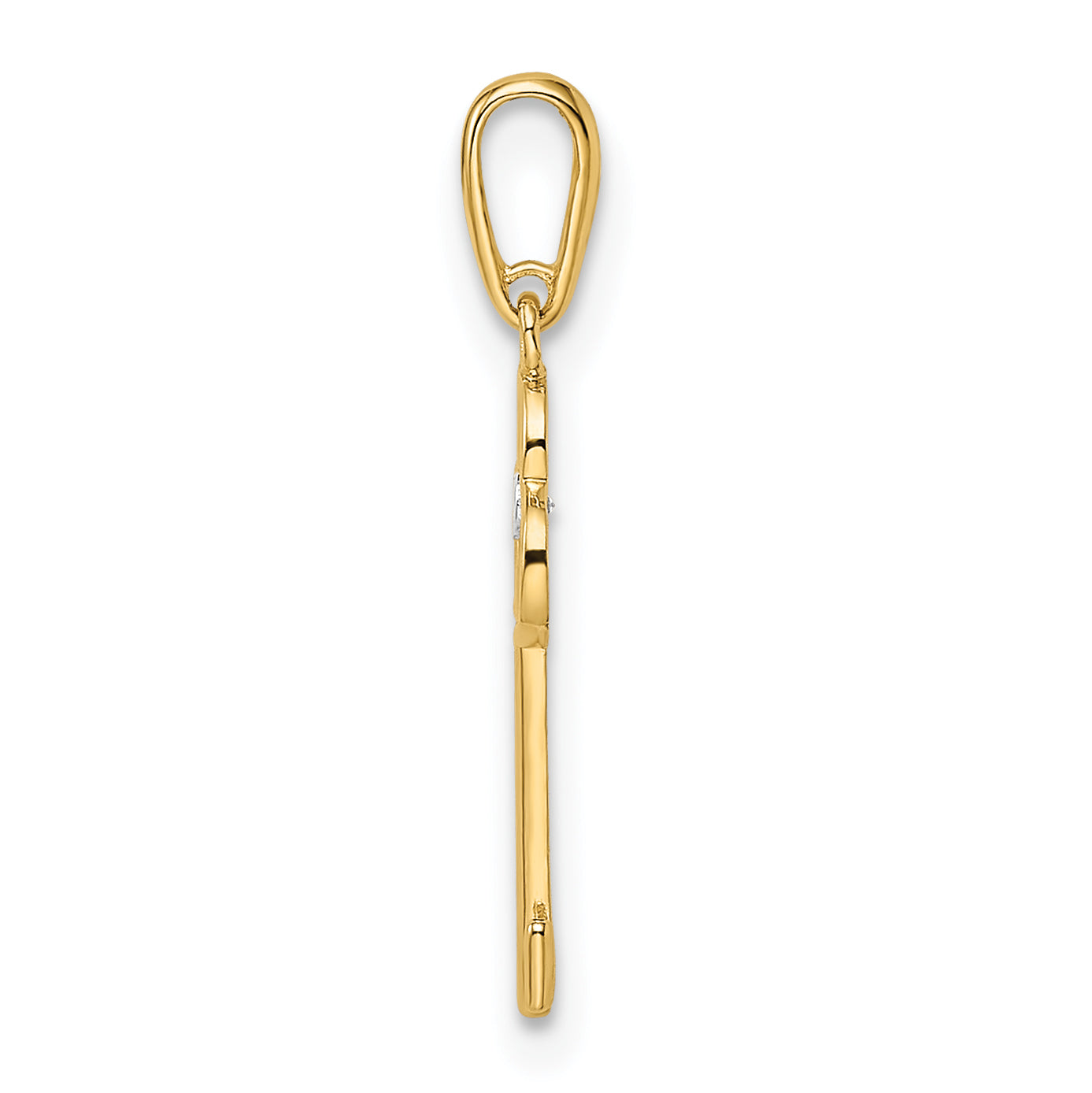 14k Yellow Gold 14k CZ Key Pendant