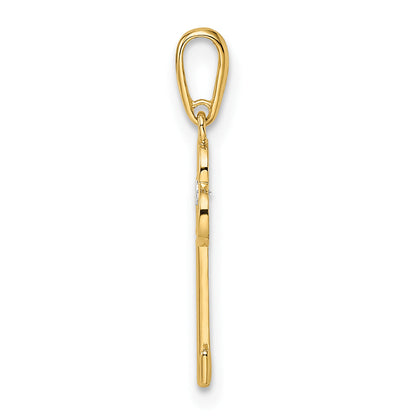 14k Yellow Gold 14k CZ Key Pendant