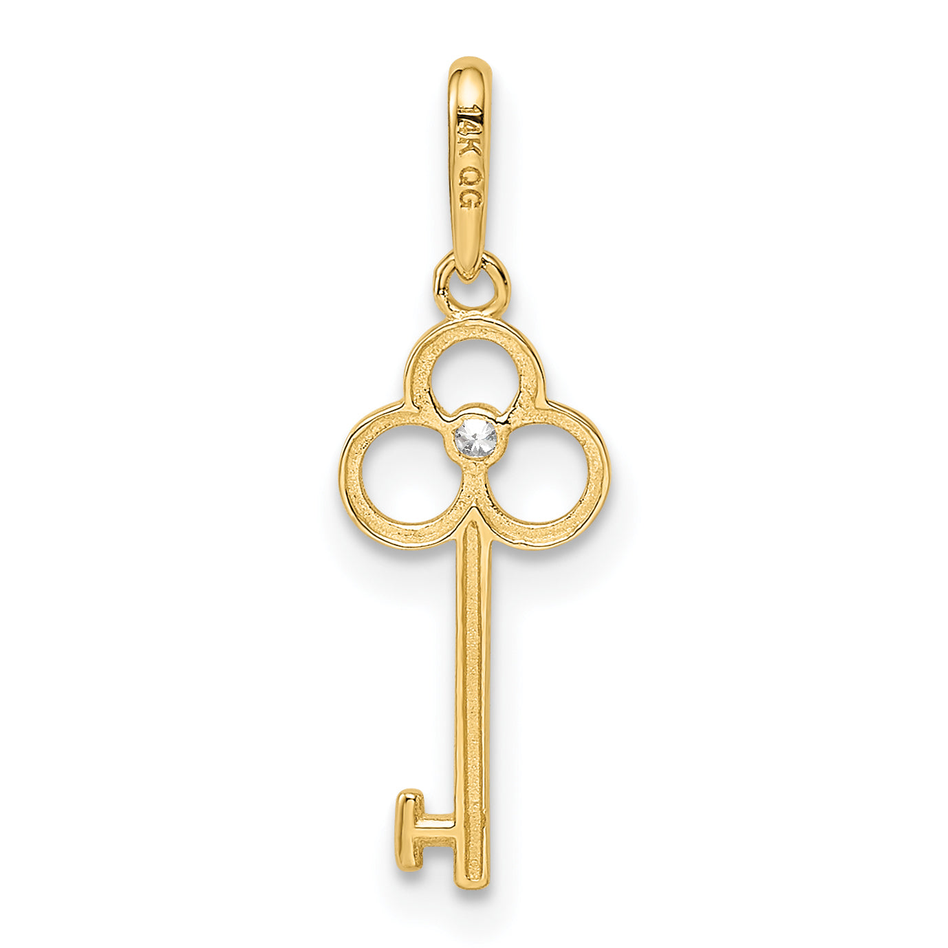 14k Yellow Gold 14k CZ Key Pendant