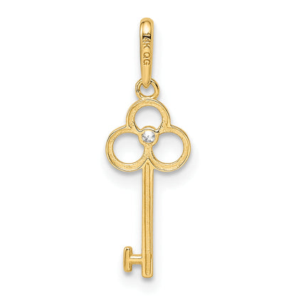 14k Yellow Gold 14k CZ Key Pendant