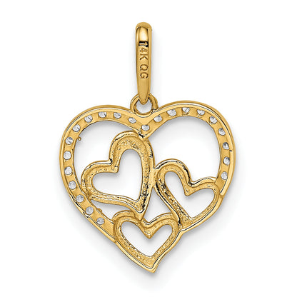 14k Yellow Gold 14k CZ Hearts Pendant