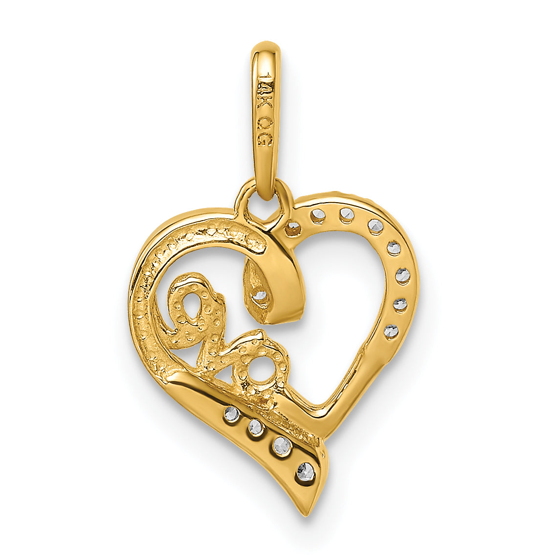 14k Yellow Gold 14k CZ LOVE Heart Pendant